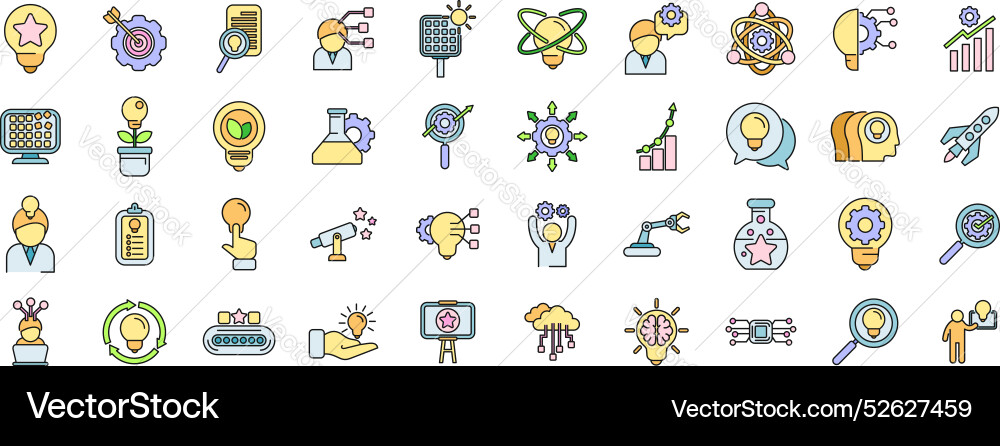 Commitment to innovation icons set color vector image