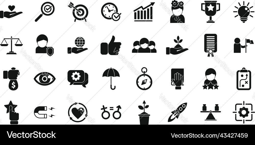 Core values icons set simple client Core values icons set simple client Vector Image