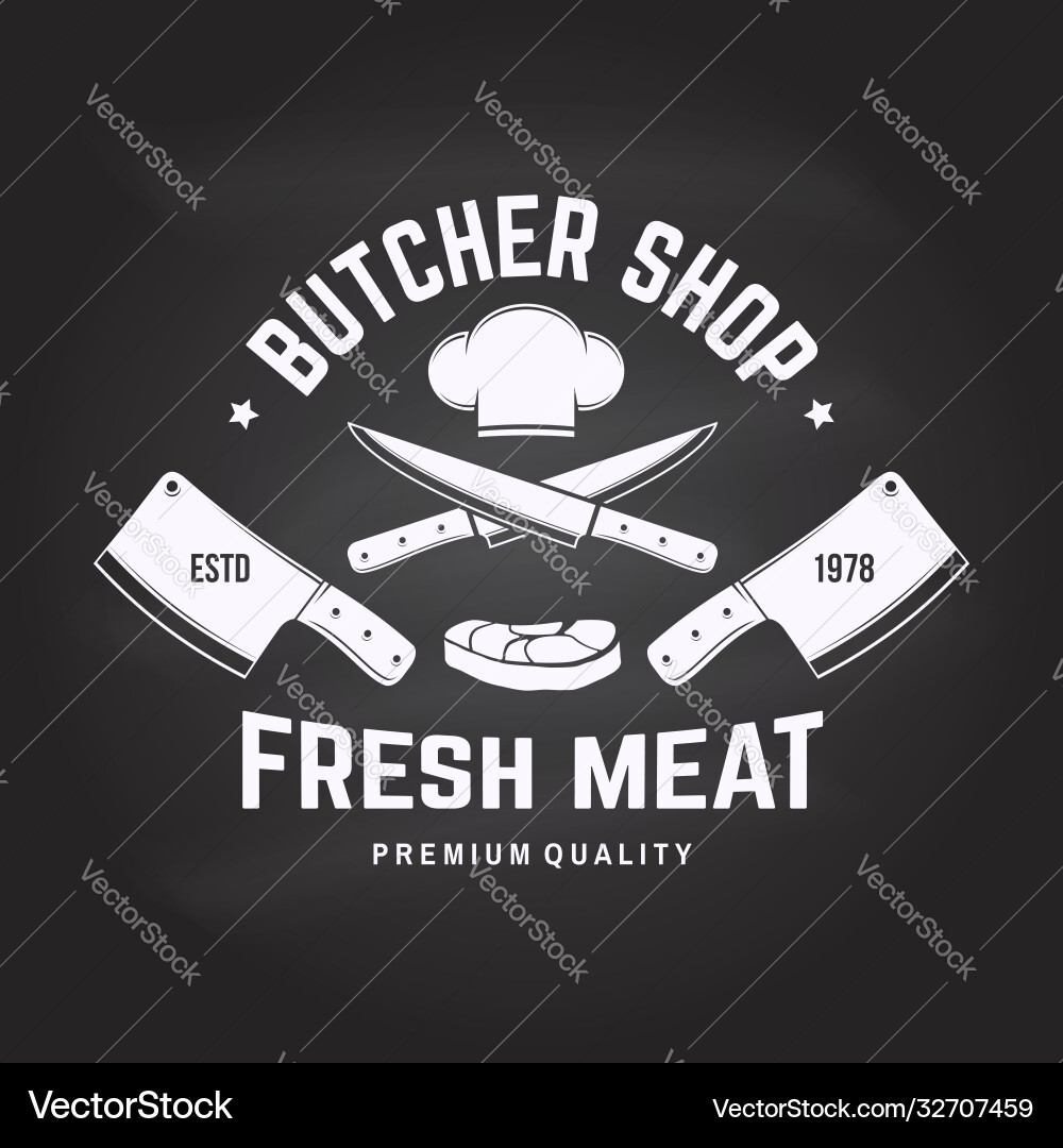 Fleischladenabzeichen oder Etikett mit Steakkoch Fleischladenabzeichen oder Etikett mit Steakkoch vektorbild