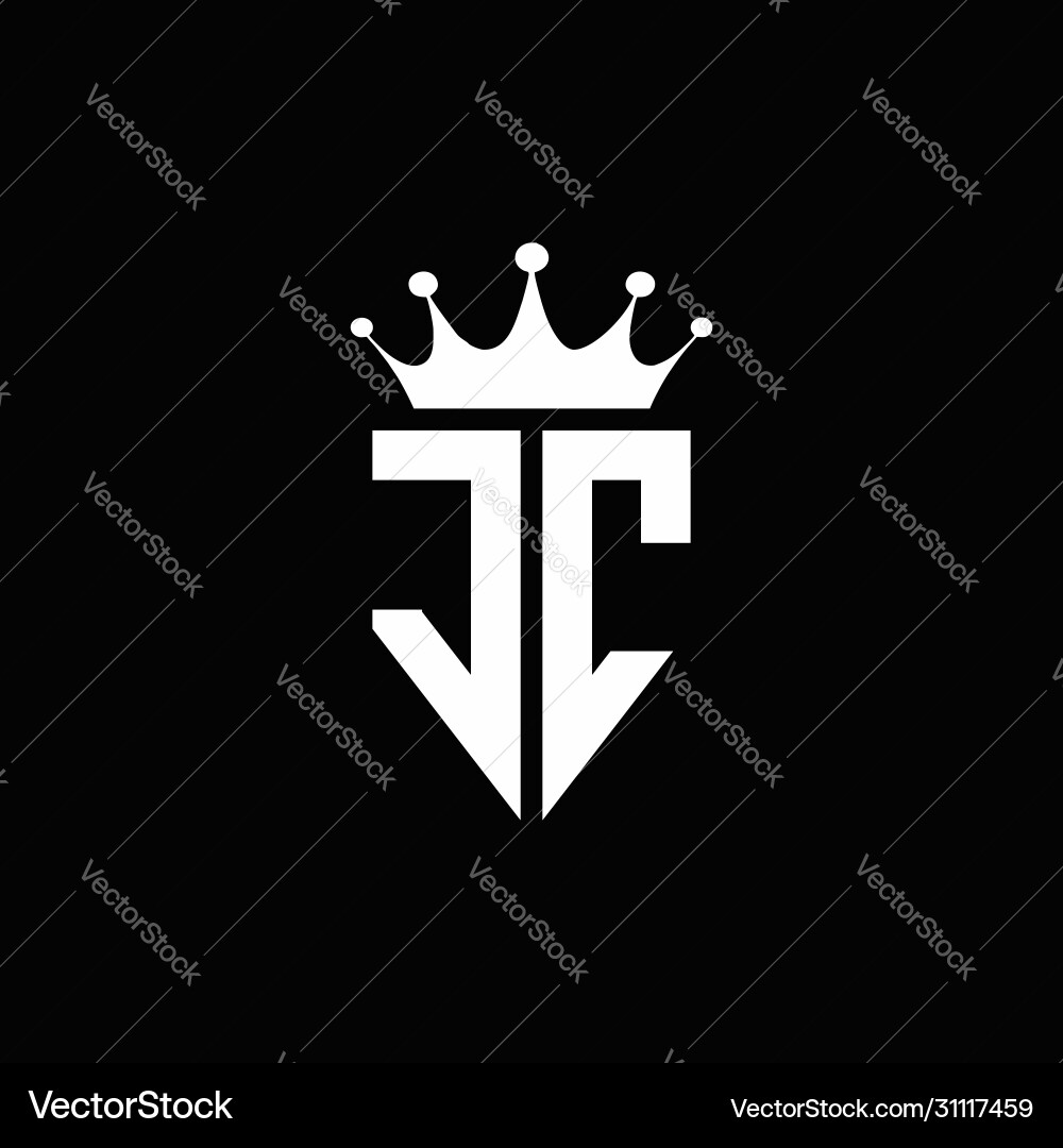 Jc Jc logo monogram emblem style with crown shape Vector Image
