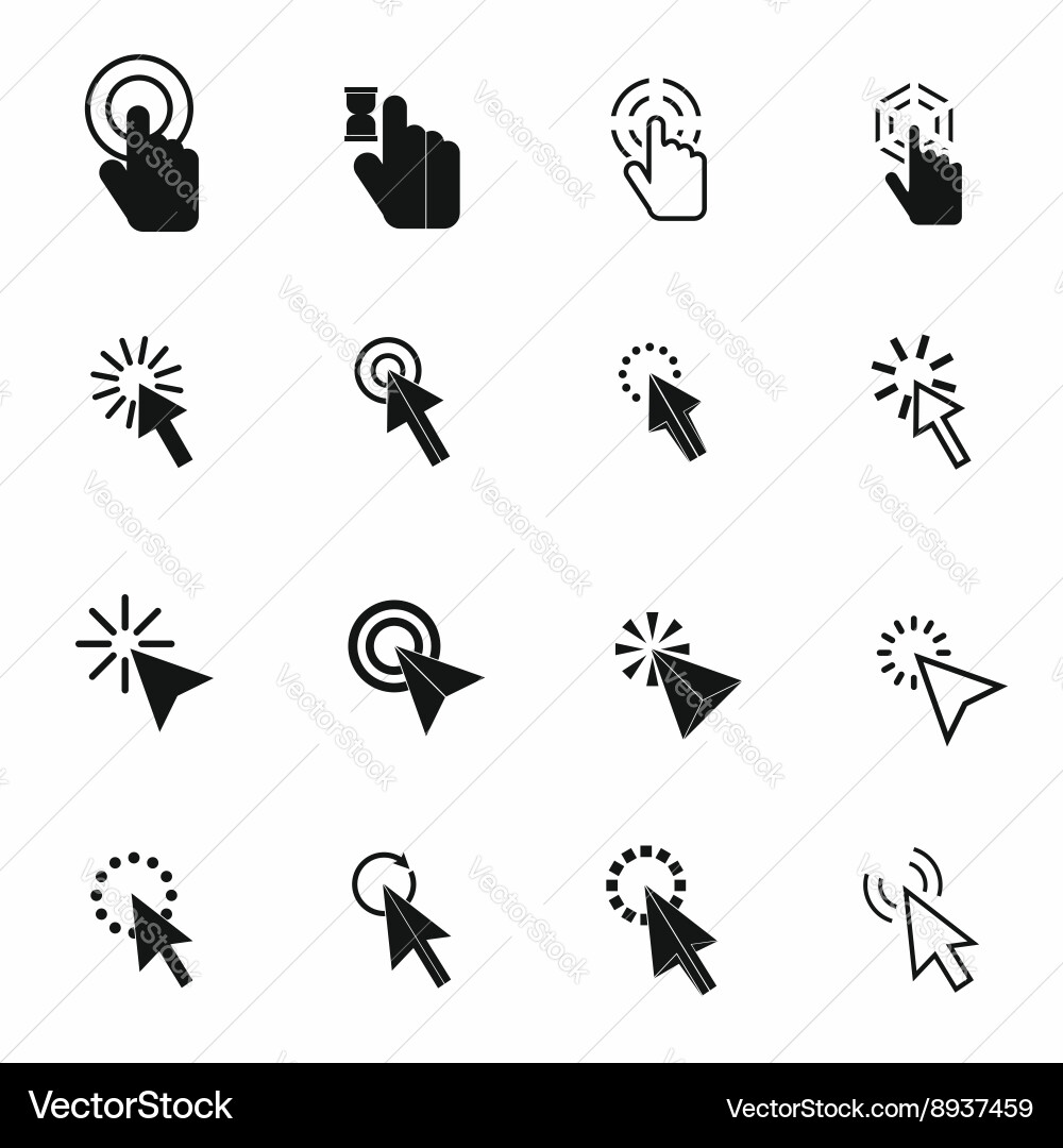 Mouse pointer icons set simple style vector image