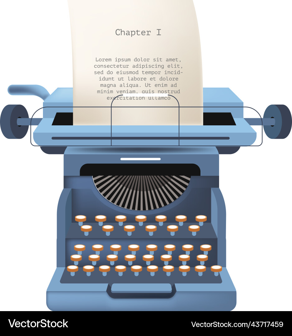 Old typing machine outdated printing devices Old typing machine outdated printing devices vector image