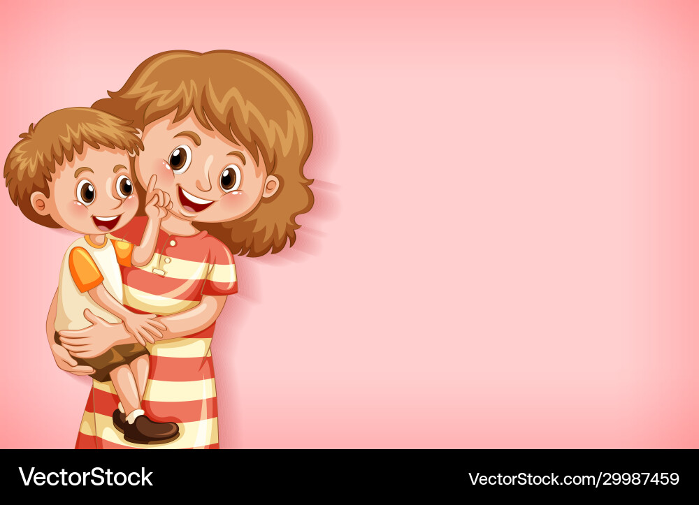 Plain background with mother and son smiling Vector Image