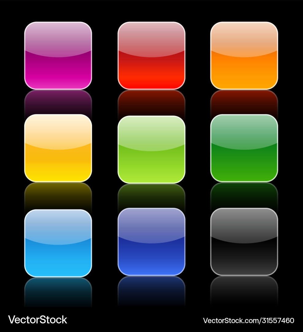 Glossy icon buttons with reflection vector image
