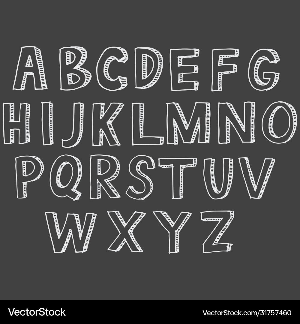 Hand drawn chalk sketched doodle font set Hand drawn chalk sketched doodle font set Vector Image