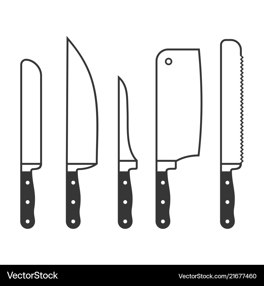 Kitchen Knife Set - White Background – Royalty-Free Vector | VectorStock, image size:1000x1080