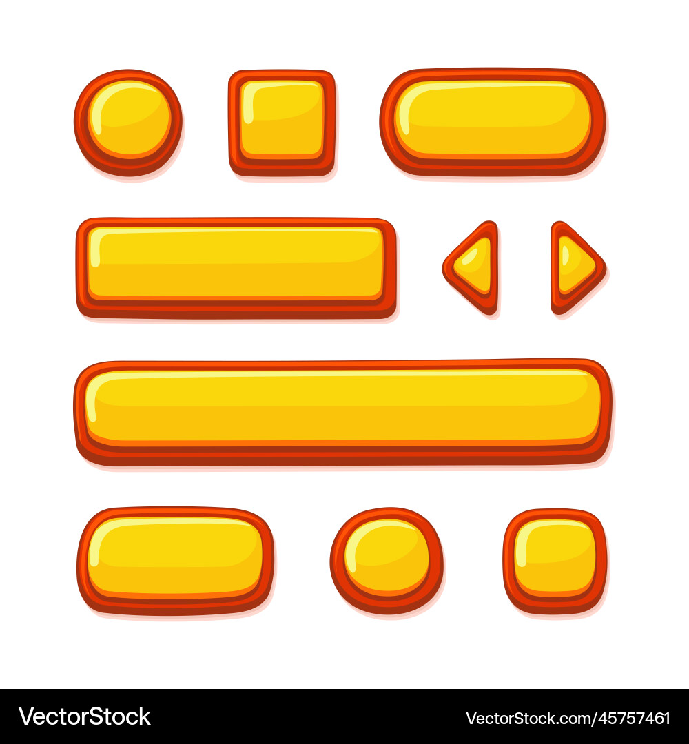 Casual game ui kit buttons set cartoon style Vector Image