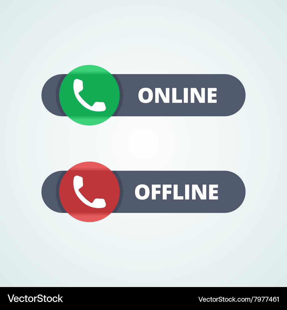Online & Offline Status Buttons vector image