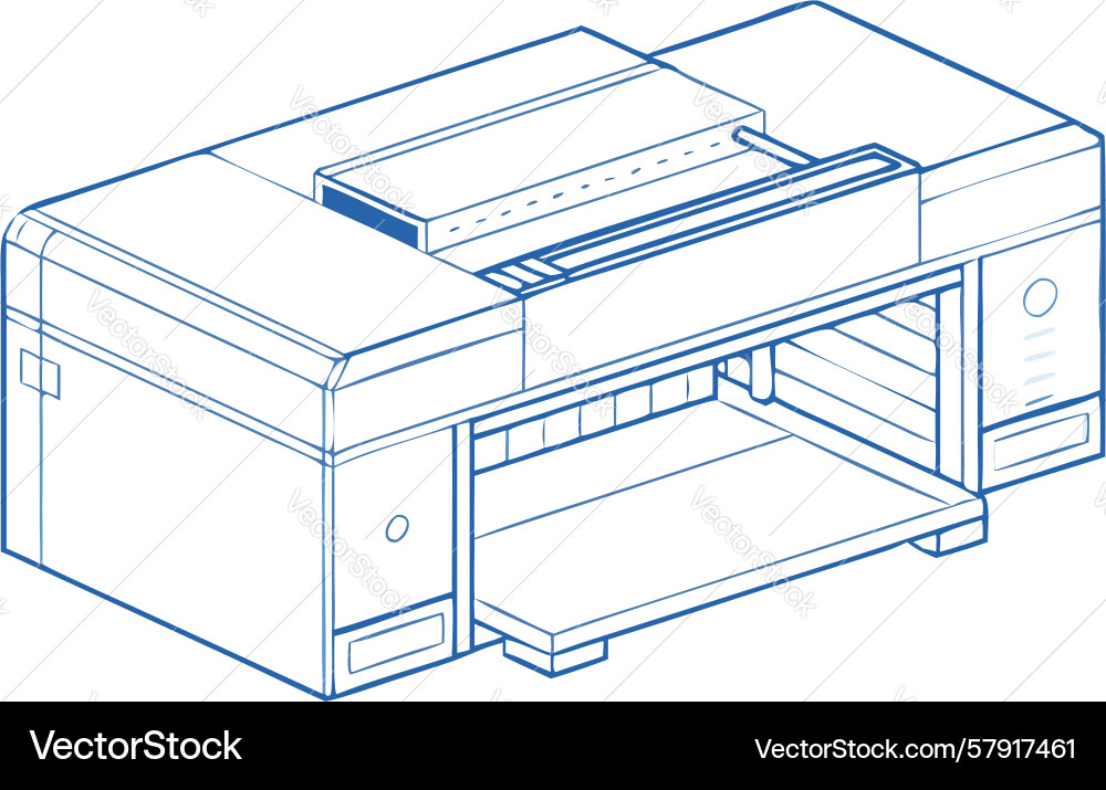 Top view blueprint of a large format printer Vector Image