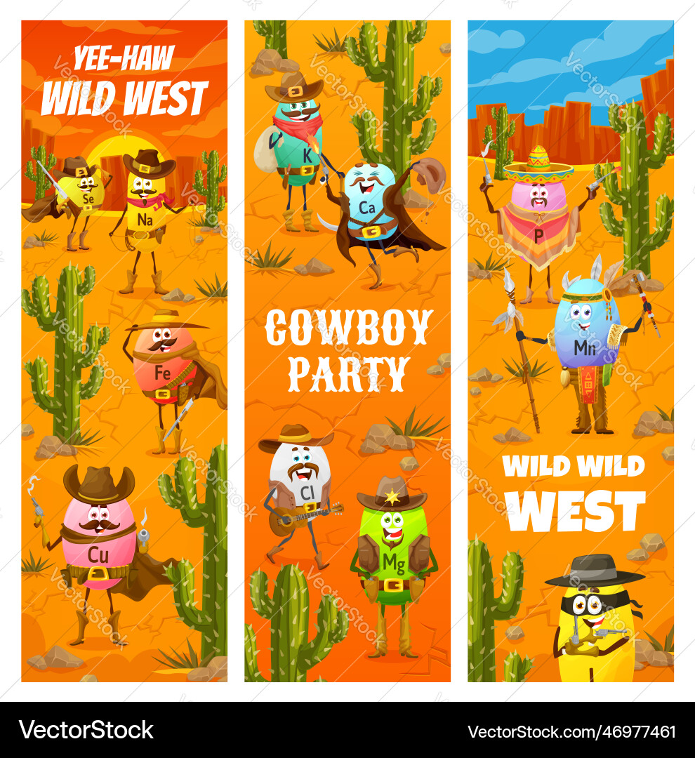 Wild west party western cartoon cowboy sheriff vector image