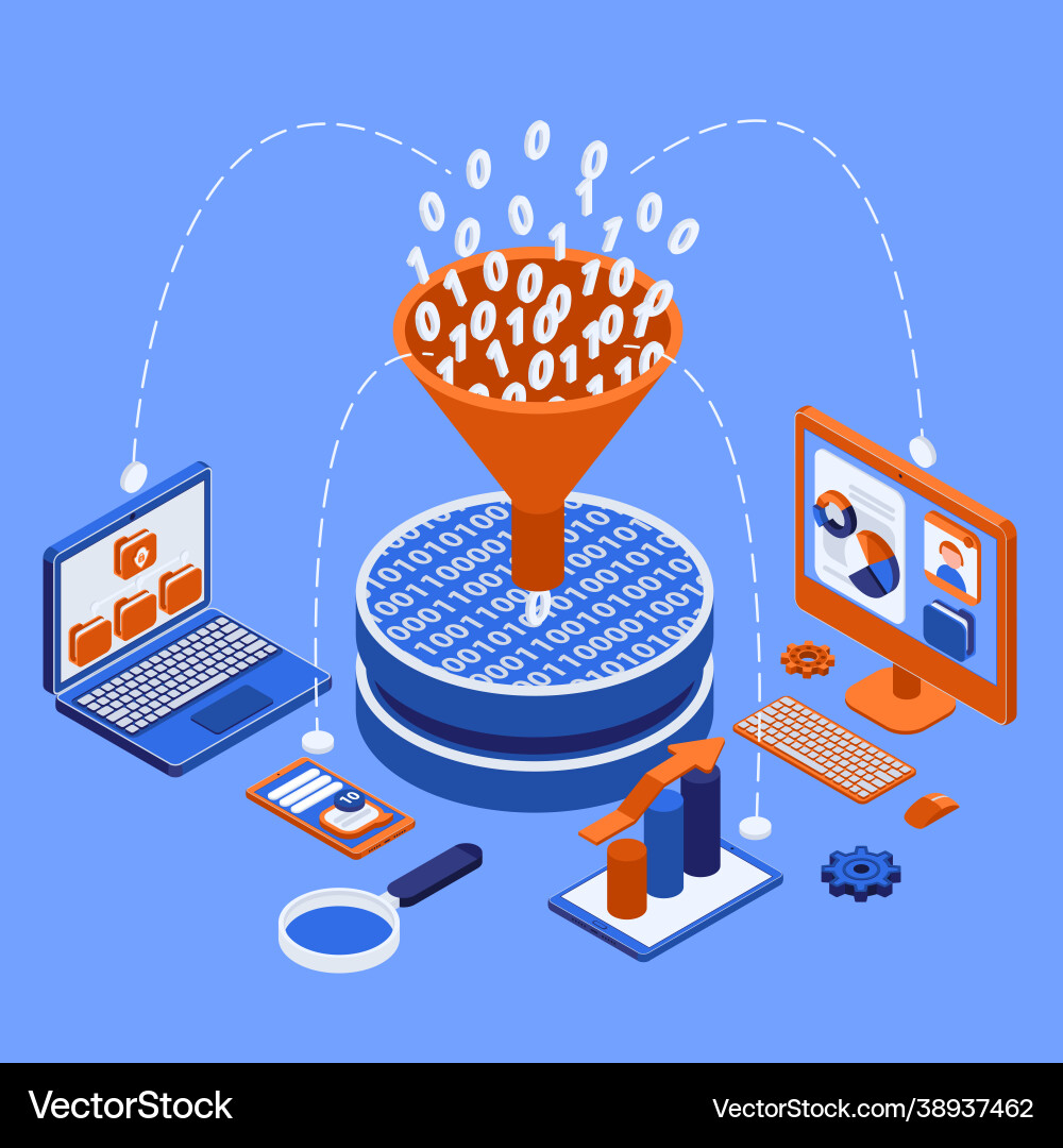 Big Data Funnel Processing vector image