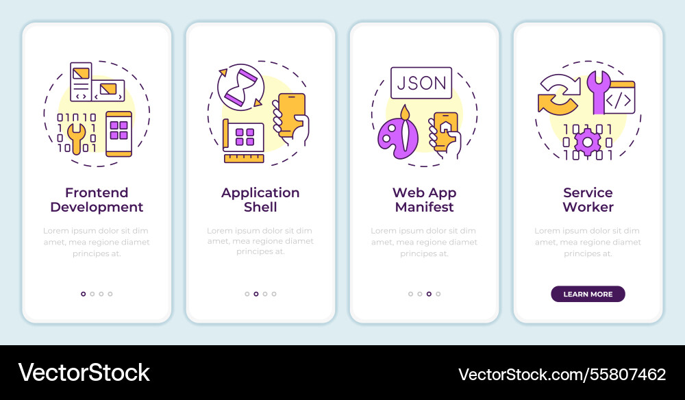 Components of pwas onboarding mobile app screen Vector Image