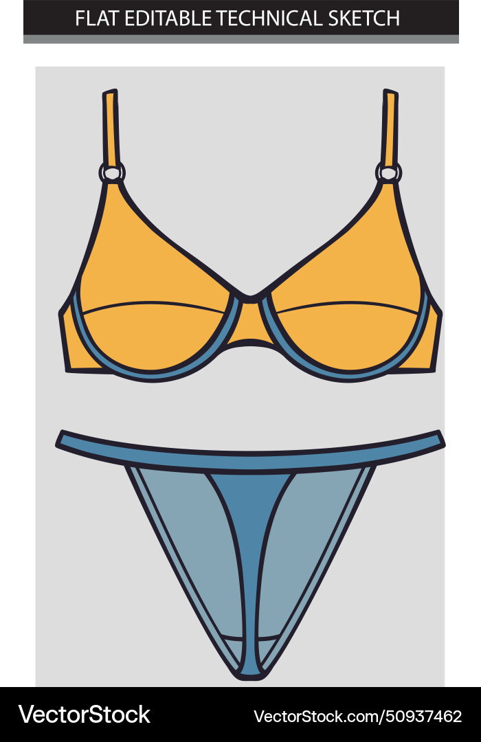 Gelbe und blaue Bikini Skizze Set Mode Gelbe und blaue Bikini Skizze Set Mode vektorbild
