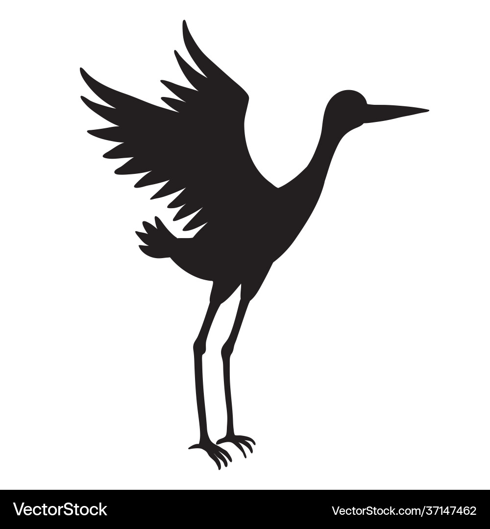 Silhouette a flying crane on white Silhouette a flying crane on white vector image