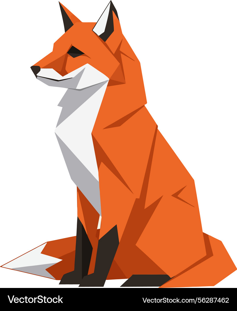 Sitting fox with sharp geometric shapes Vector Image
