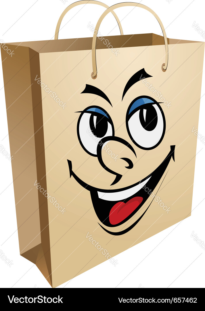 Smiling Shopping Bag Vector Image