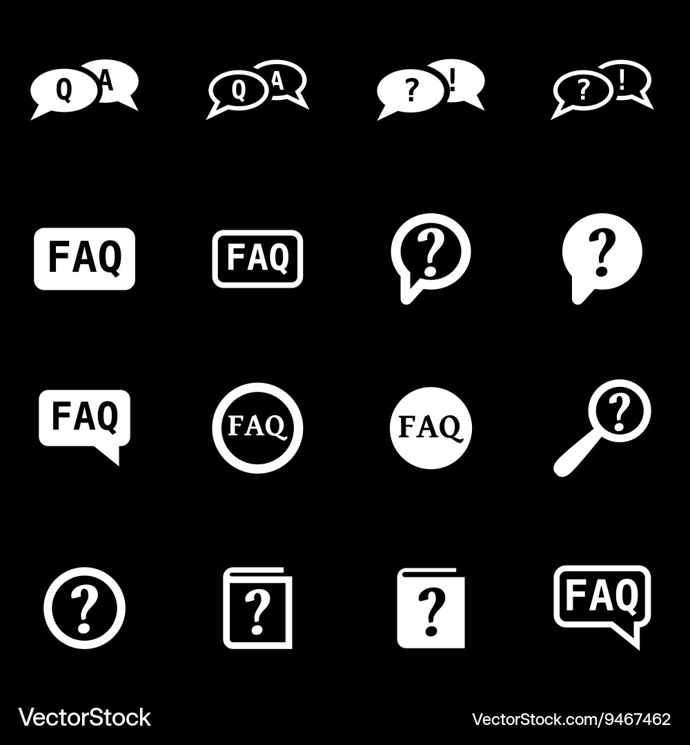 White faq icon set vector image