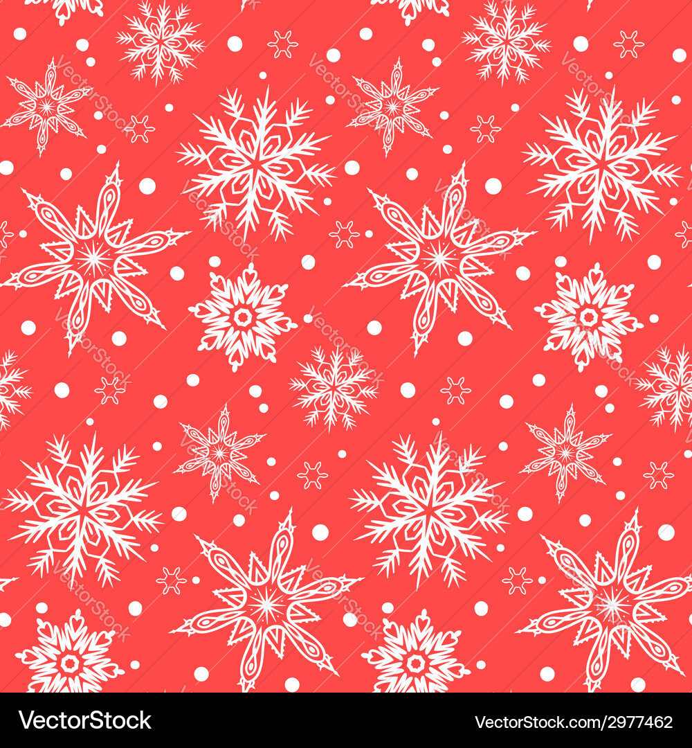 Winter pattern with various falling snowflakes Vector Image