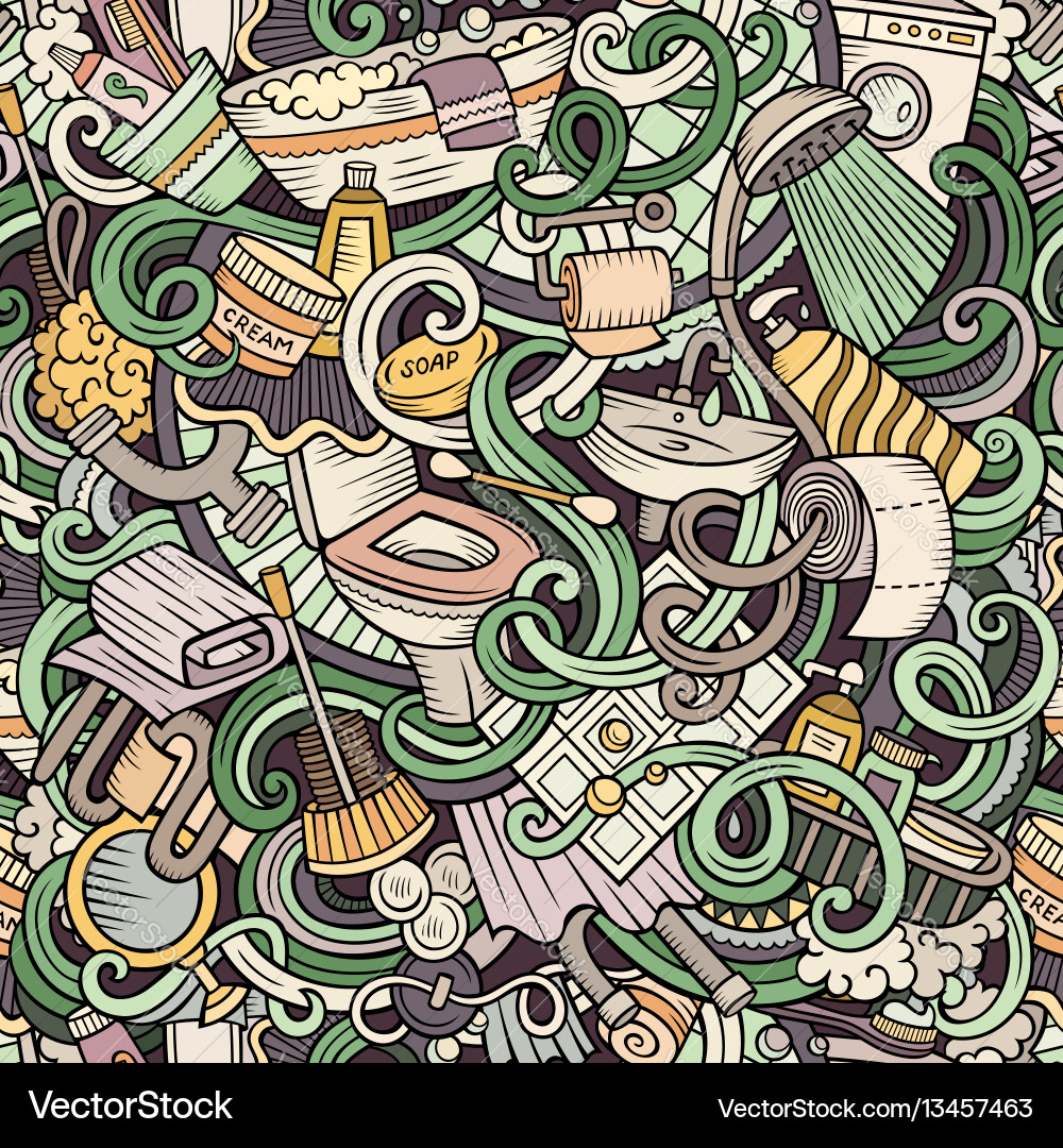 Cartoon niedliche Doodles Badezimmer nahtlose Muster Cartoon niedliche Doodles Badezimmer nahtlose Muster vektorbild