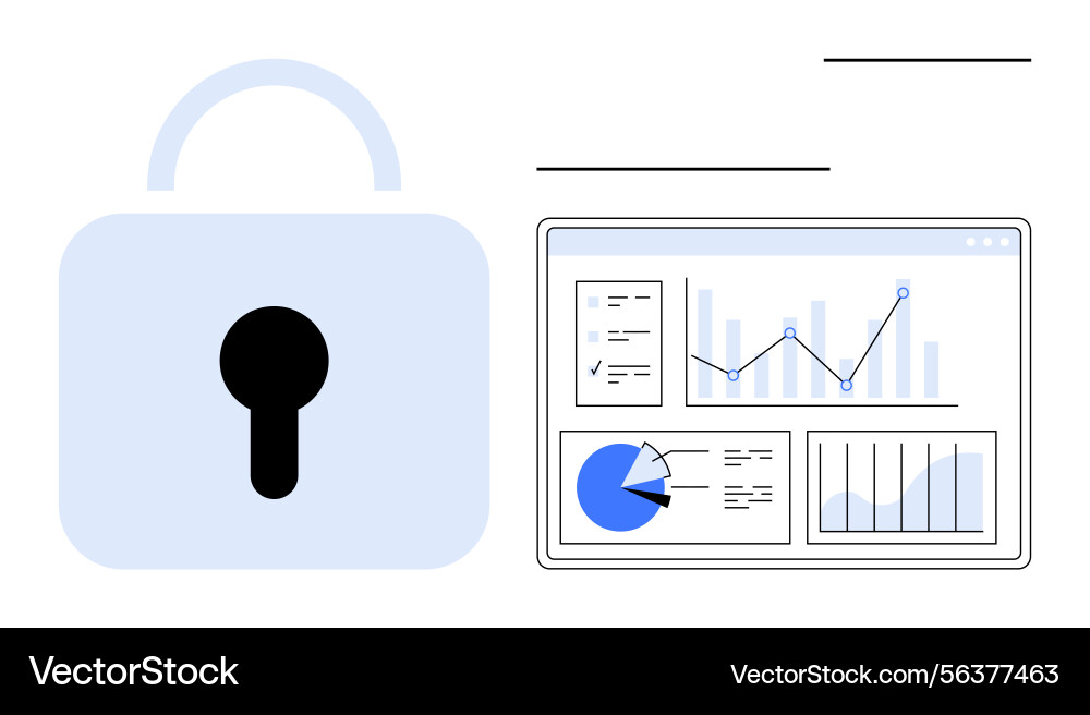 Data security and analytics dashboard for secure Vector Image