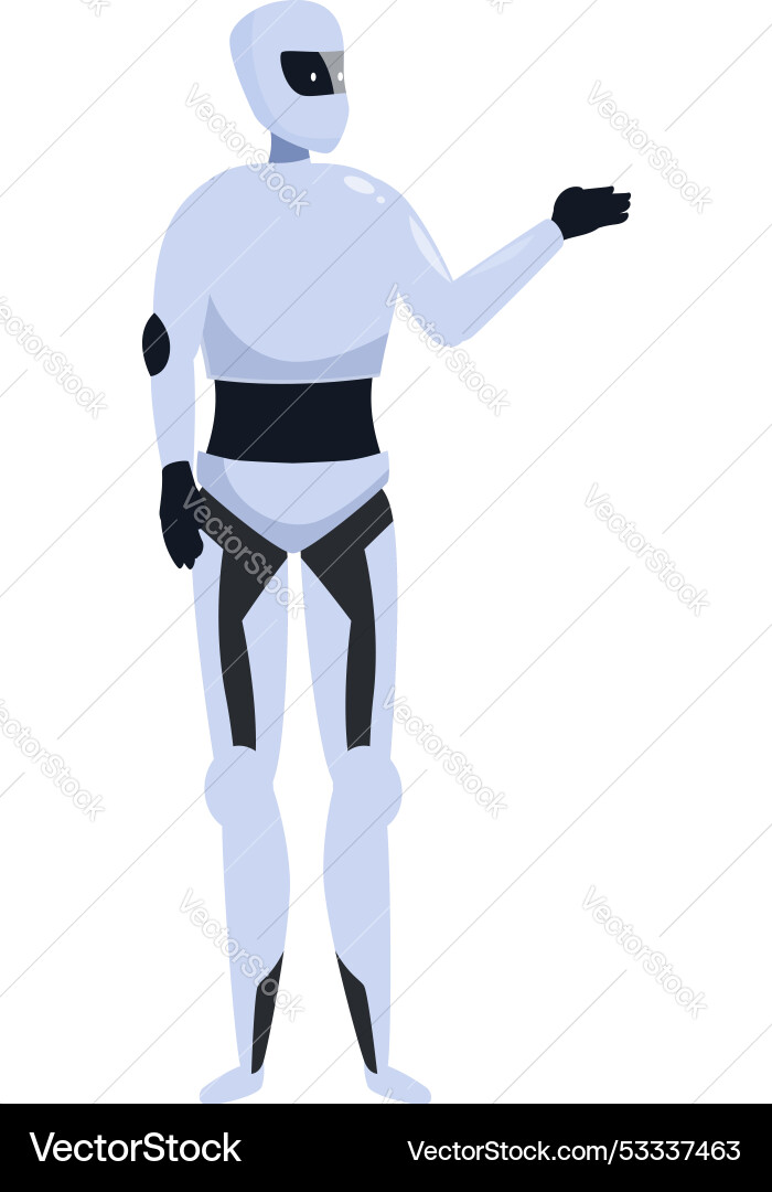 Humanoid robot standing and gesturing with hand Humanoid robot standing and gesturing with hand vector image