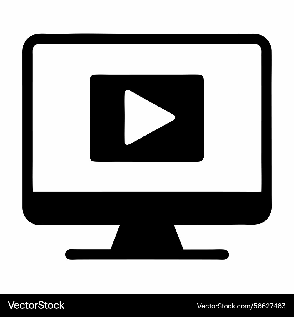 Icon of a computer monitor with play button vector image