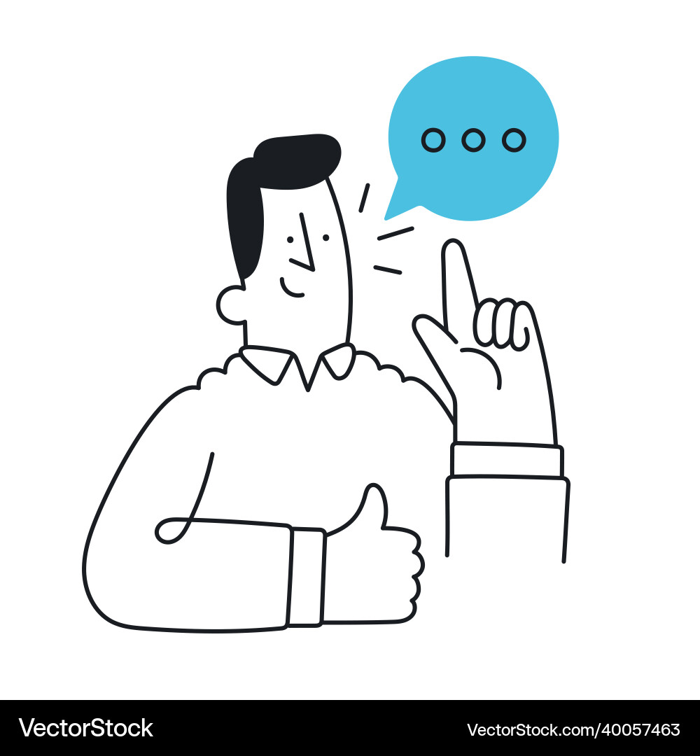 Man with speech bubble holding up his index Man with speech bubble holding up his index vector image
