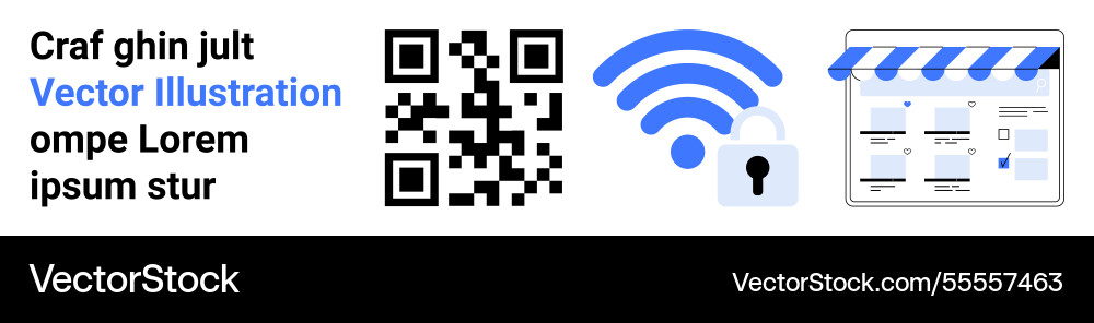 Qr code security and online store elements Qr code security and online store elements vector image