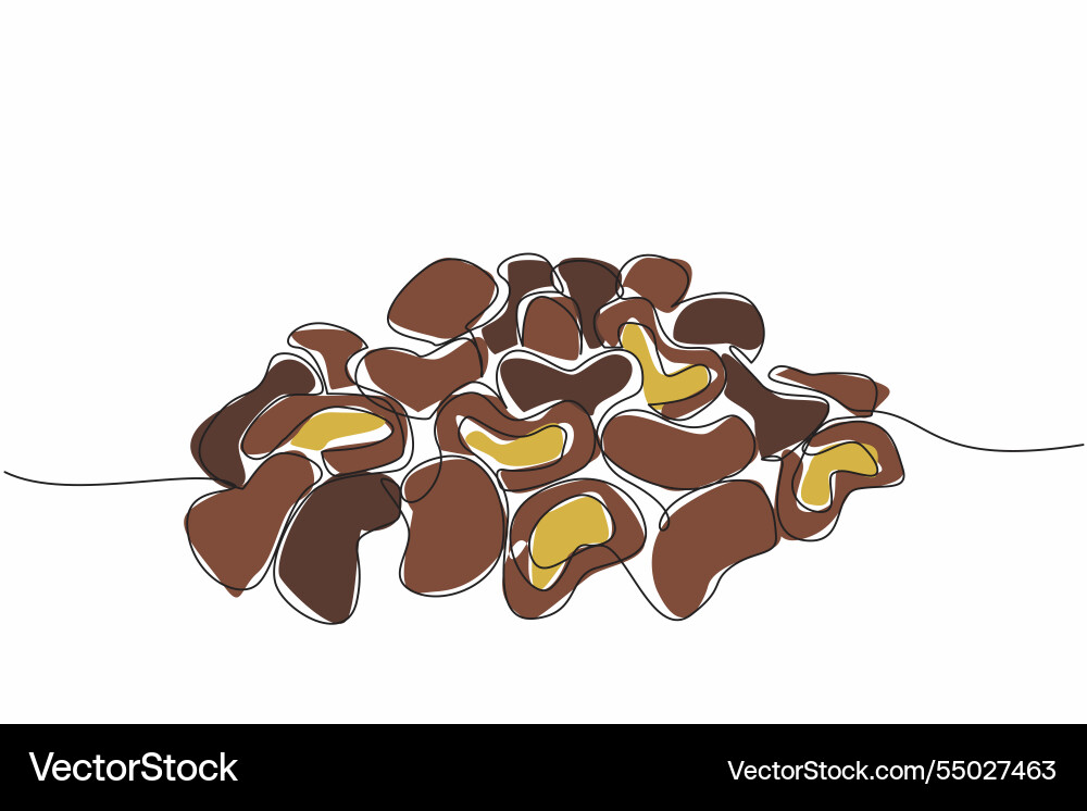 Single continuous line drawing stack of chocolate Vector Image