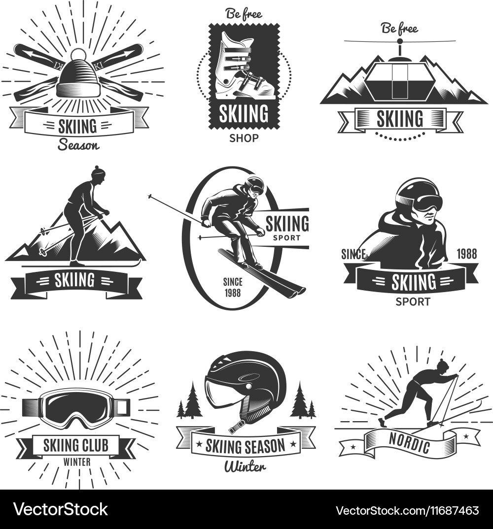 Vintage Skiing Labels Vector Image
