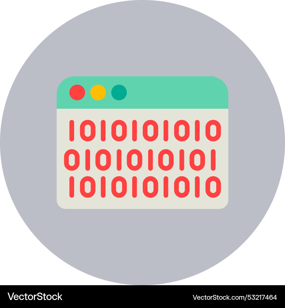 Binary code flat circle icon Vector Image
