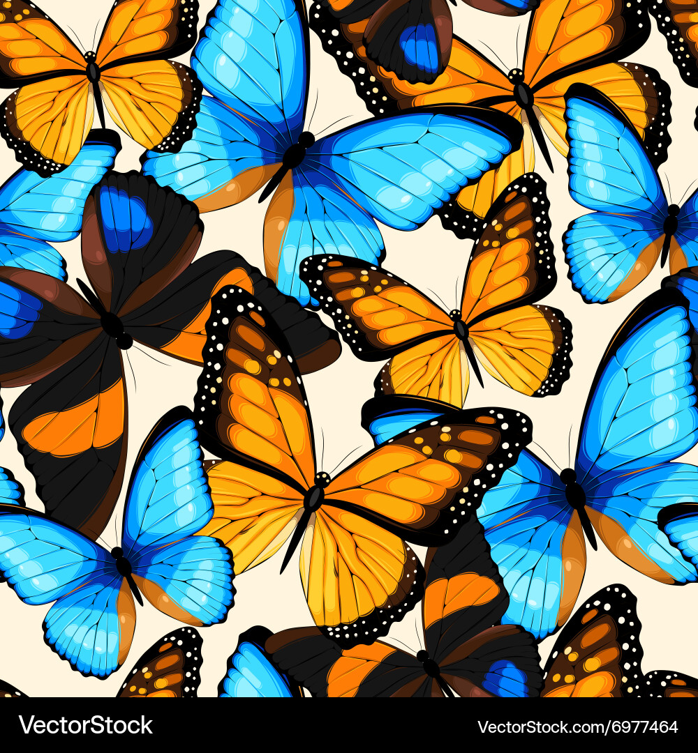 Blue Butterfly Seamless Pattern Royalty Free Vector Image