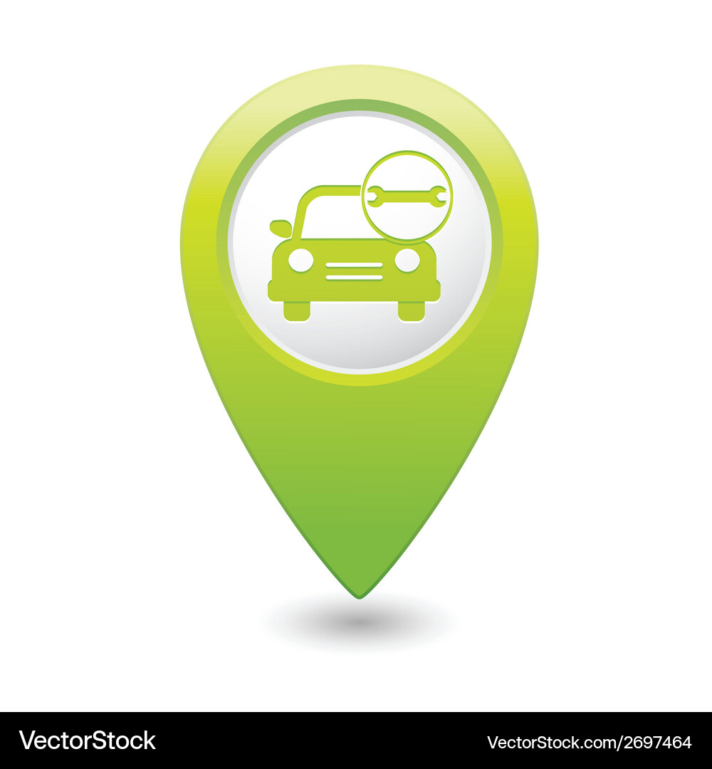 Car with wrench icon map pointer green Vector Image