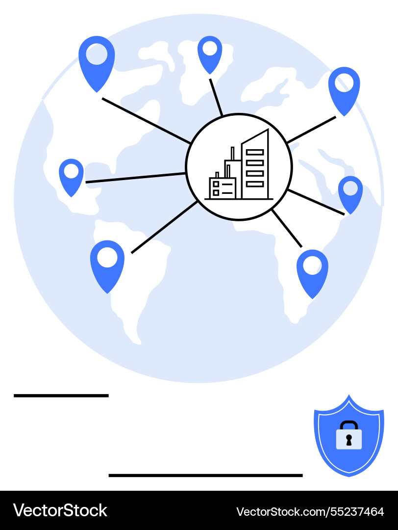 Global network connectivity with secure data Global network connectivity with secure data vector image