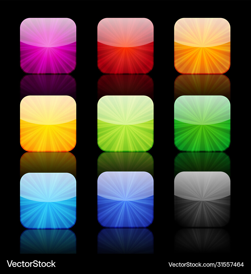 Glossy Icon Buttons with Reflection Vector Image