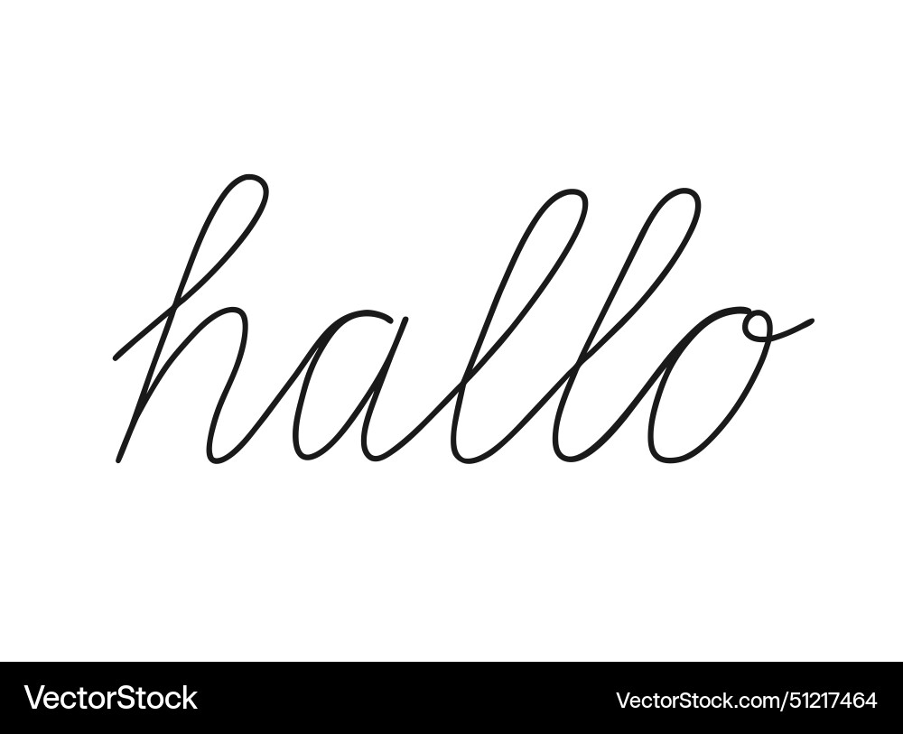 Hallo write calligraphy word continuous line Hallo write calligraphy word continuous line vector image