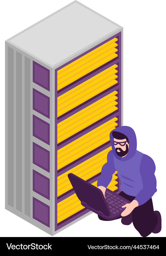 Isometric Hacker Icon - Cybersecurity vector image