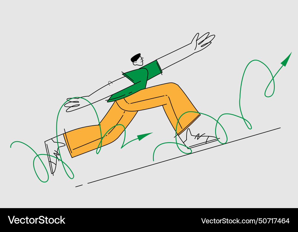Man running up a rising graphic chart Vector Image