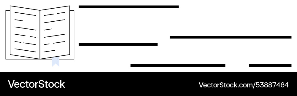 Open book with horizontal bars in minimalist style Vector Image