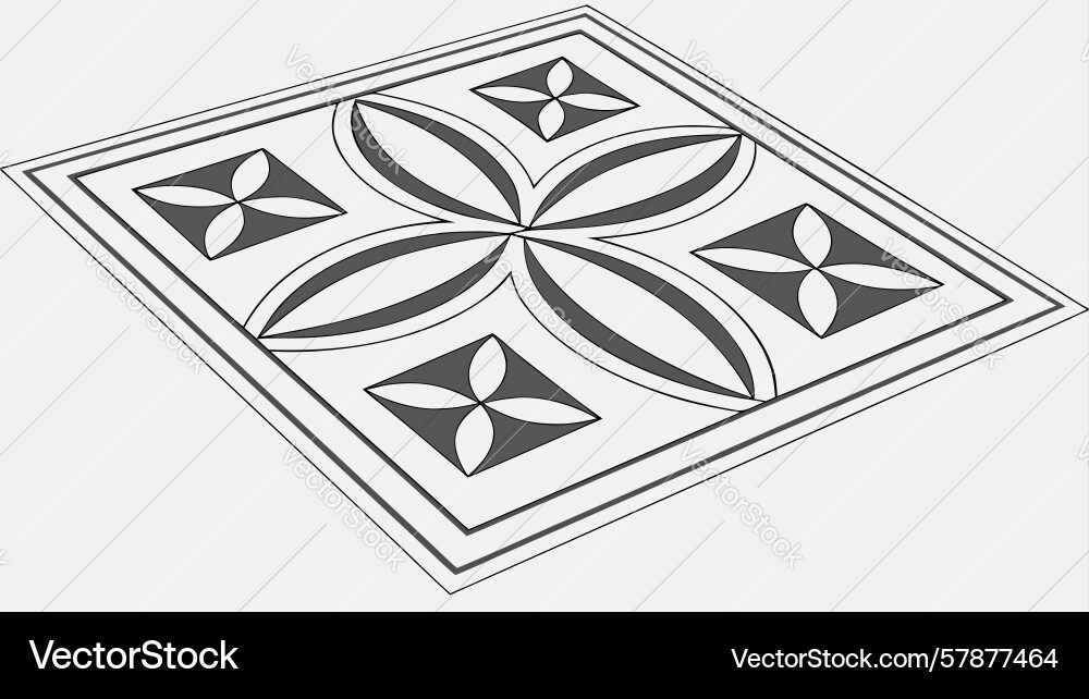 Ornate square tile with four-leaf clover pattern Vector Image