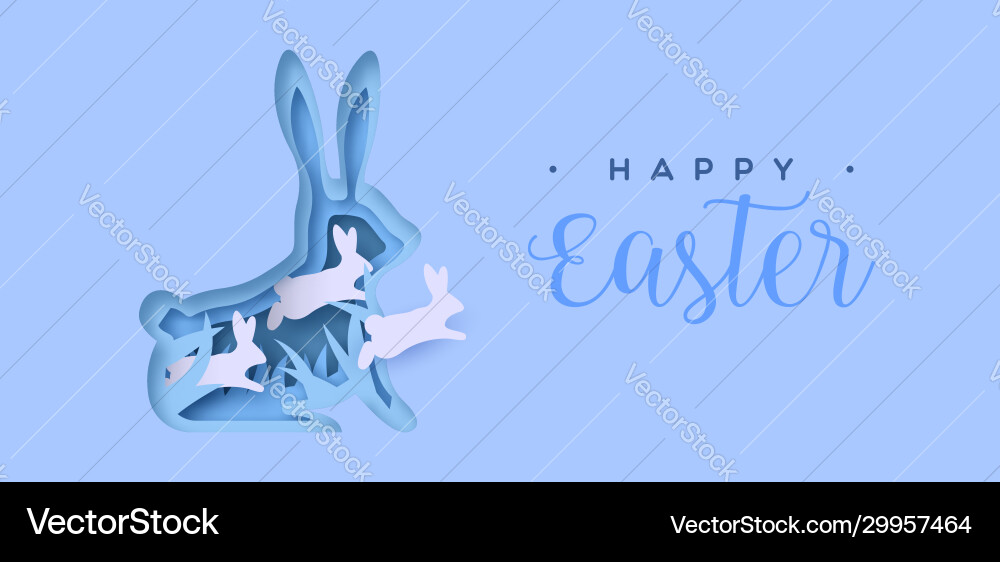 Paper Cut Rabbit Easter Card – Royalty-Free Vector | VectorStock