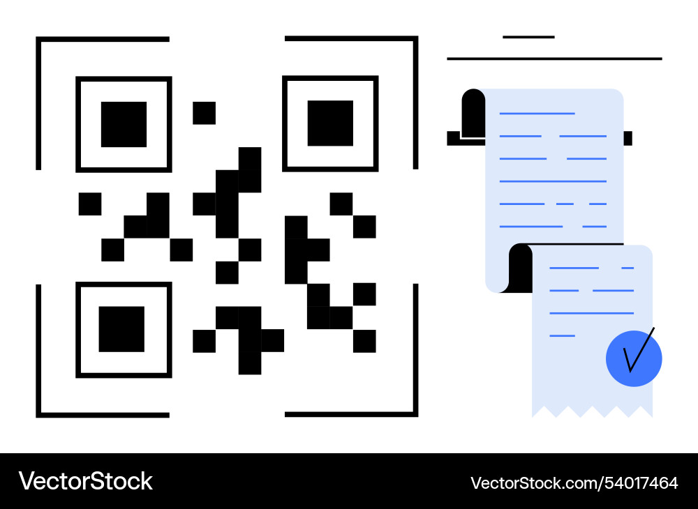 Qr code and receipt combination for digital Vector Image