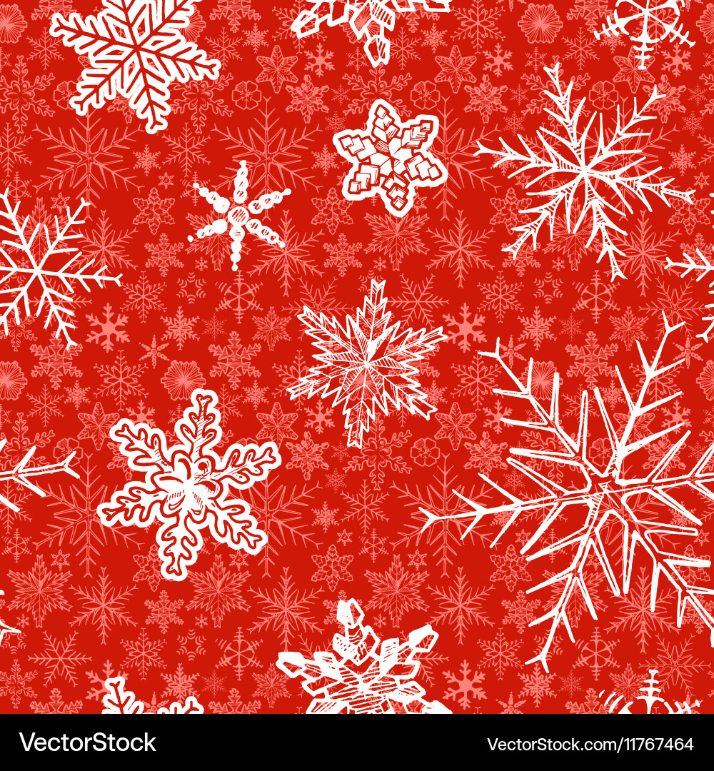 Red Snowflake Winter Pattern Vector Image