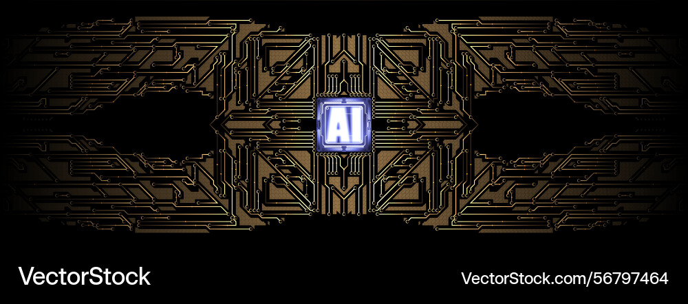 Technological pattern with a central processor Technological pattern with a central processor vector image