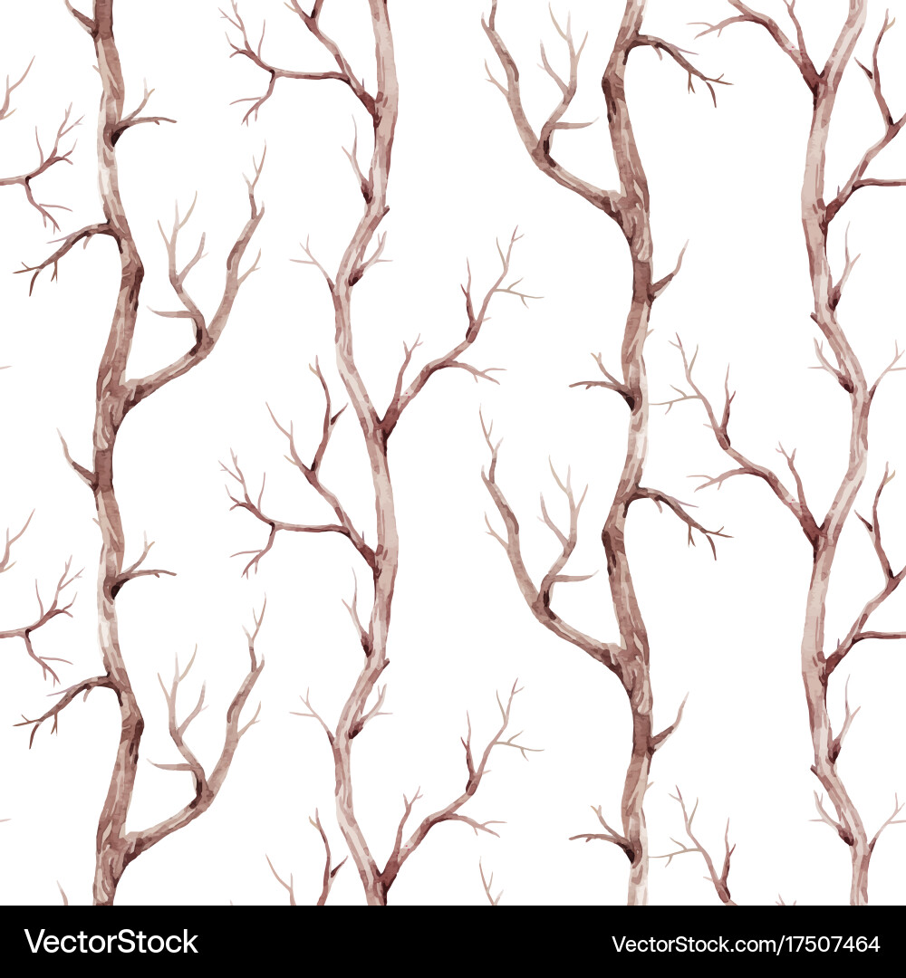 Watercolor Autumn Tree Pattern vector image