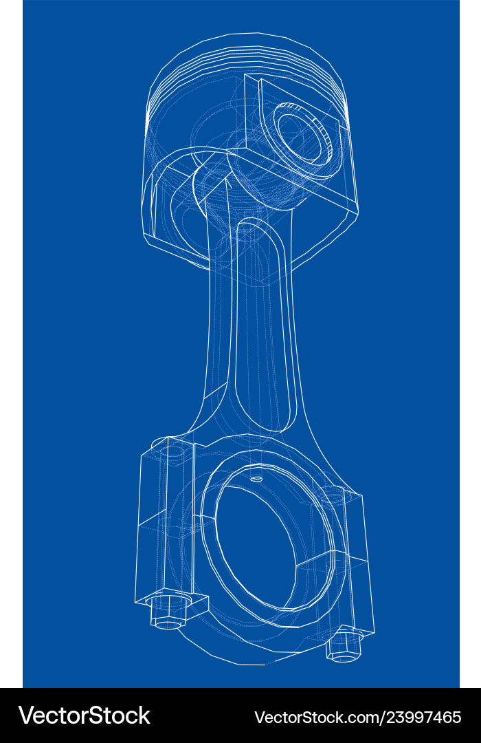 3D Piston Rendering - Wireframe Sketch vector image