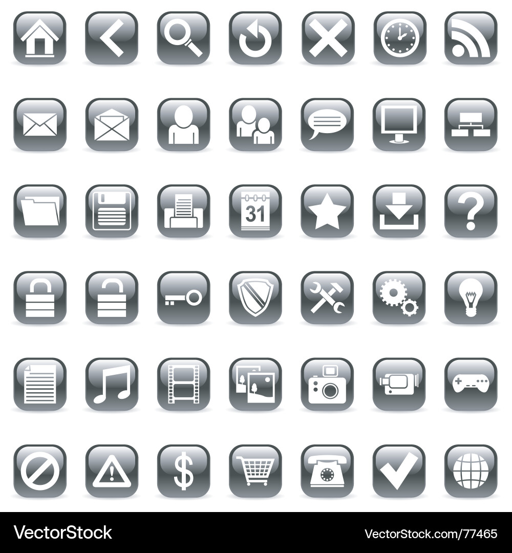 Black Web Icons Set Vector Image