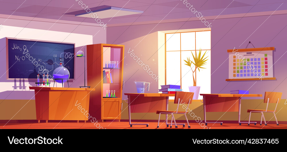 Classroom for chemistry learning in school Classroom for chemistry learning in school vector image