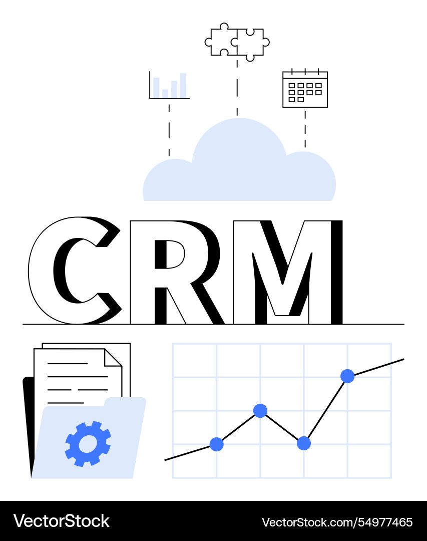Cloud-based crm system highlighting data trends Cloud-based crm system highlighting data trends Vector Image