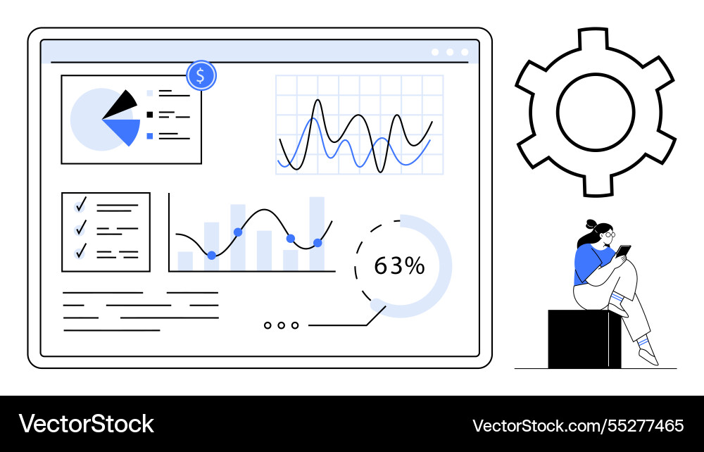 Data analytics dashboard with graphs and charts Data analytics dashboard with graphs and charts vector image
